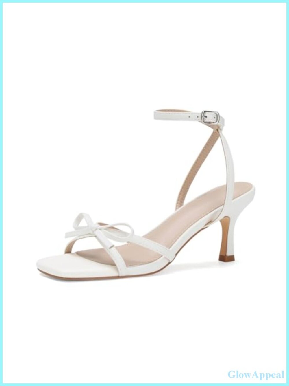 Women's Elegant Bow Kitten Heel Sandals Faux Leather Buckle Strappy